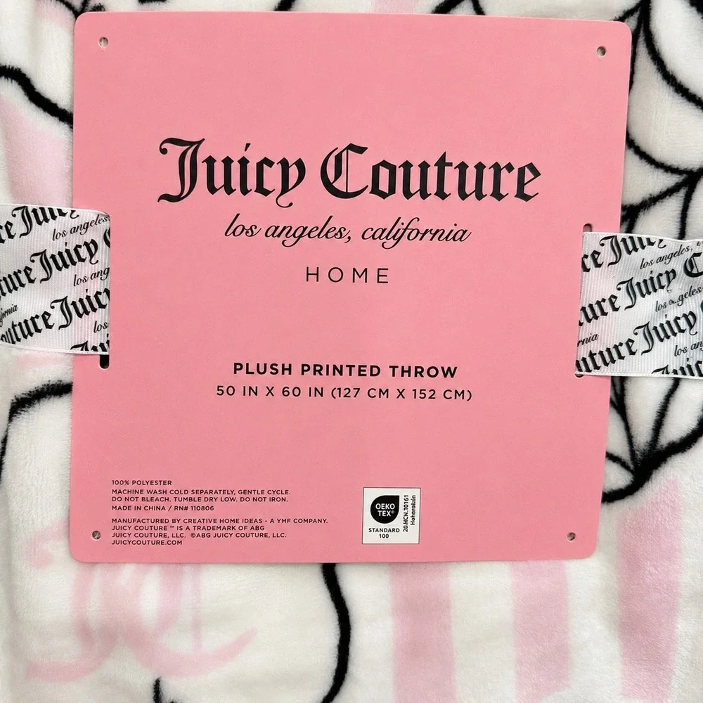 NEW Juicy Couture Home Halloween Plush Printed Throw Spider Web Bow Striped